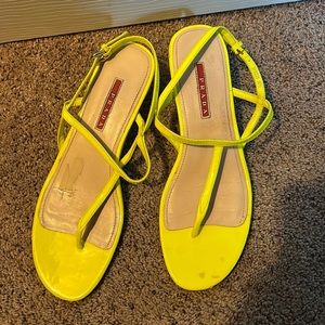 Prada Neon Yellow Wedge Sandal